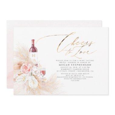 Pampas Grass Wine Tasting Bridal Shower Invitations