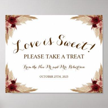 Pampas Love is Sweet Bridal Shower Wedding Poster
