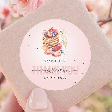 Pancake Brunch Bubbly Pink Bridal Shower Thank You Classic Round Sticker
