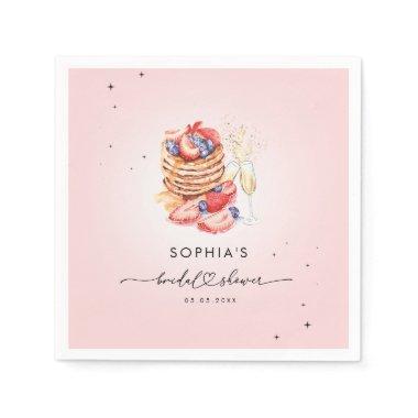 Pancakes Brunch & Bubbly Pink Bridal Shower Napkins