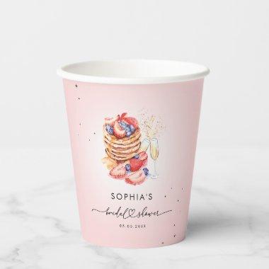 Pancakes Brunch & Bubbly Pink Bridal Shower Paper Cups
