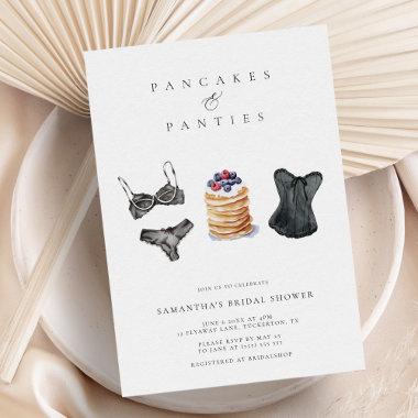 Pancakes & Panties Modern Lingerie Bridal Shower Invitations