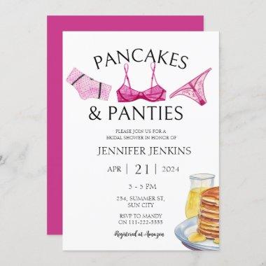 Pancakes & Panties Pink Lingerie Bridal Shower Invitations