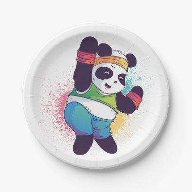 Panda Bear Dabbing Dancing Baby Shower Birthday Paper Plates