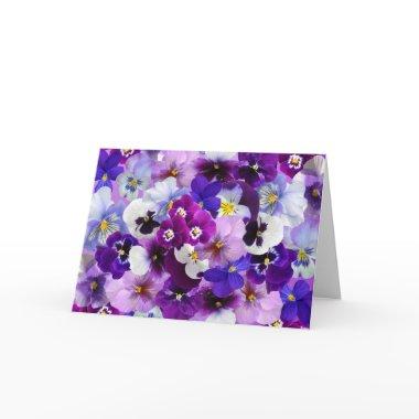 Pansies Spring Flowers Blank Greeting Invitations