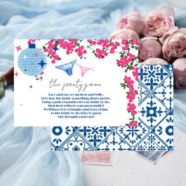 Panty Game Greek Bougainvillea bridal shower Enclosure Invitations