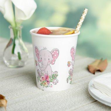 Paper Cup Pink Elephant Floral