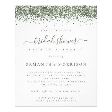 PAPER Green Glitter Bridal Shower Invitations