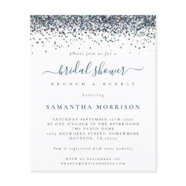 PAPER Peacock Blue Glitter  Invite