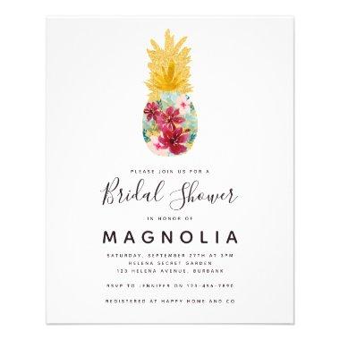PAPER Pineapple Floral Bridal Shower Invitations