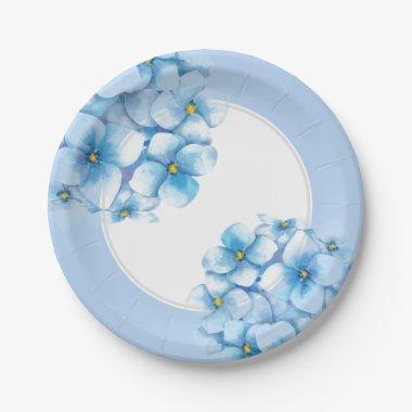Paper Plate-Blue Hydrangeas Paper Plates