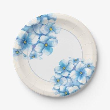 Paper Plate-Blue Hydrangeas Paper Plates