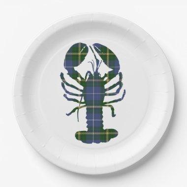 Paper plate  blue Nova Scotia Tartan lobster