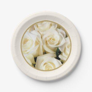 Paper Plate-Ivory Roses Paper Plates