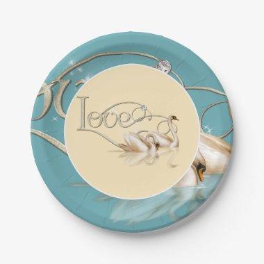 Paper Plate-Love Swans Paper Plates