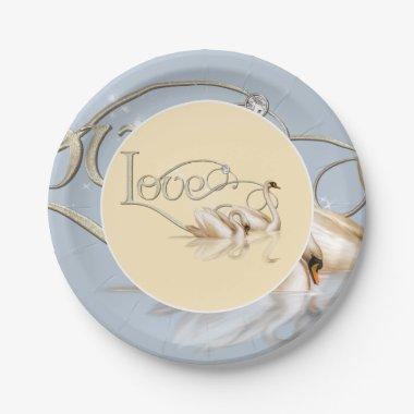 Paper Plate-Love Swans Paper Plates