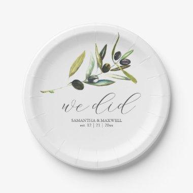 Paper Plates Botanical Olive Branch Greenery