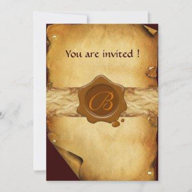 PARCHMENT AND BROWN WAX SEAL MONOGRAM Invitations