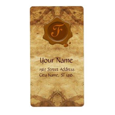 PARCHMENT AND BROWN WAX SEAL MONOGRAM LABEL