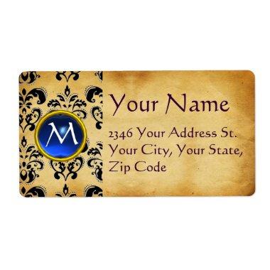 PARCHMENT DAMASK GEM LABEL