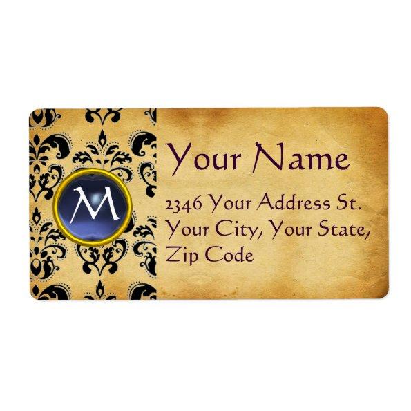 PARCHMENT DAMASK GEM LABEL