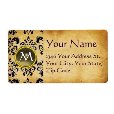 PARCHMENT DAMASK GEM LABEL