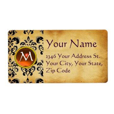 PARCHMENT DAMASK GEM LABEL