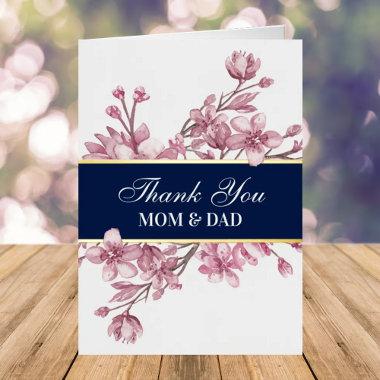 Parents Wedding Day Floral Thank You Real Foil Greeting Invitations