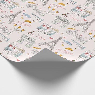 Paris Birthday Party Shower Wedding Wrapping Paper