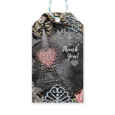 Paris Bling Glamour Sparkle France Sweet 16 Party Gift Tags