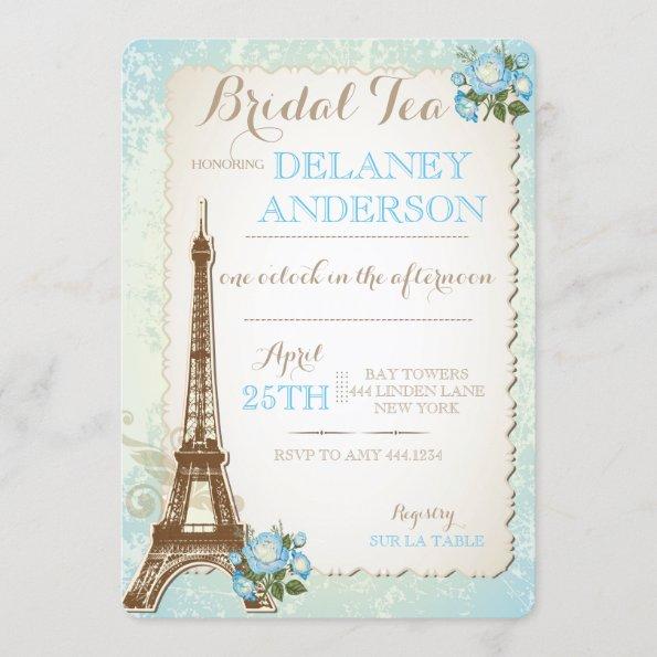 Paris Bridal Shower Tea Party Invitations