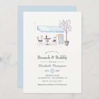 Paris Cafe Watercolor Brunch and Bubbly Invitations
