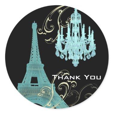 Paris Eiffel Tower Chandelier vintage wedding Classic Round Sticker