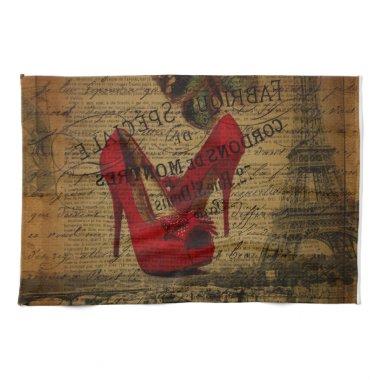 Paris eiffel tower fashionista red stilettos towel