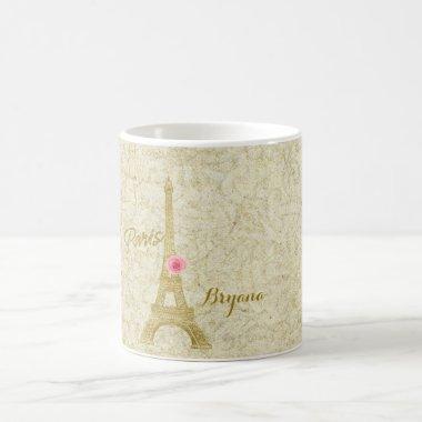 Paris Eiffel Tower Gold & Pink Elegant Coffee Mug