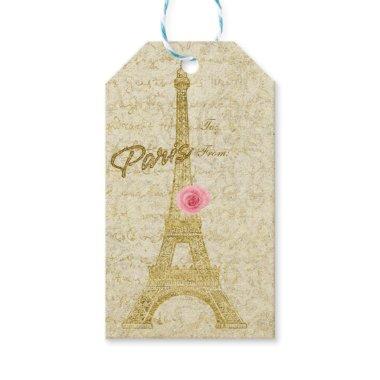 Paris Eiffel Tower Gold & Pink Elegant Gift Tag