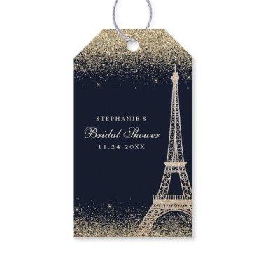 Paris Eiffel Tower Gold Sparkle Bridal Shower Gift Tags