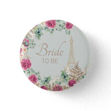 Paris Eiffel Tower Mint Green Bride to Be Button