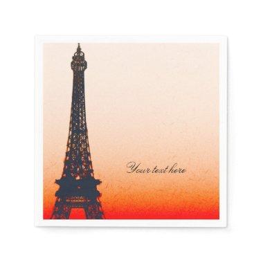 Paris Eiffel Tower Orange Sunset Chic Party Napkins