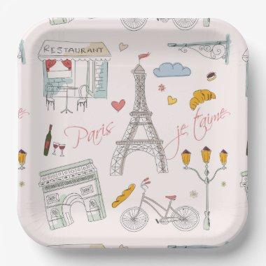 Paris Eiffel Tower Party Shower Birthday Paper Plates