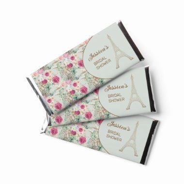 Paris Eiffel Tower Pink Floral Mint  Hershey Bar Favors