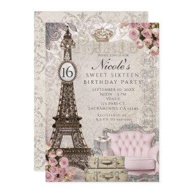 Paris Eiffel Tower Pink Roses Party