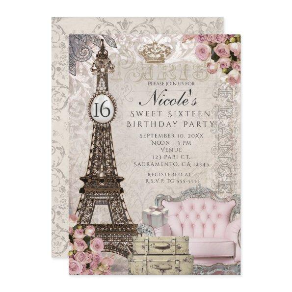 Paris Eiffel Tower Pink Roses Party
