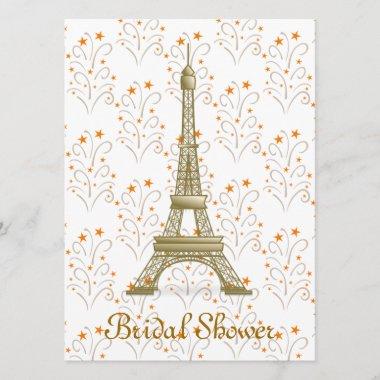 Paris Eiffel Tower Scroll Pattern Bridal Shower Invitations