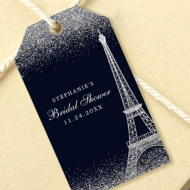 Paris Eiffel Tower Silver Sparkle  Gift Tags