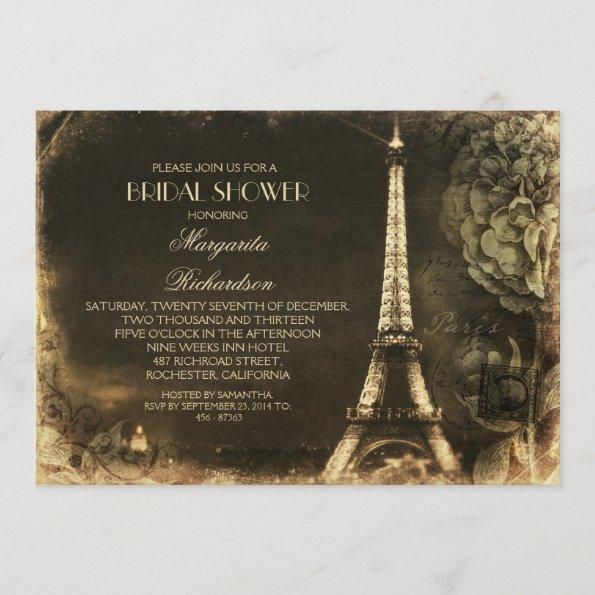 Paris Eiffel tower vintage bridal shower Invitations
