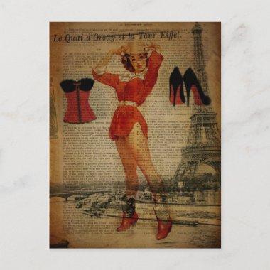 paris eiffel tower vintage corset lingerie party postInvitations