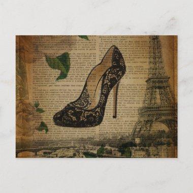 Paris eiffel tower vintage girly shoes postInvitations