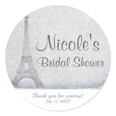 Paris Eiffel Tower Vintage Wedding Elegant Favor Classic Round Sticker