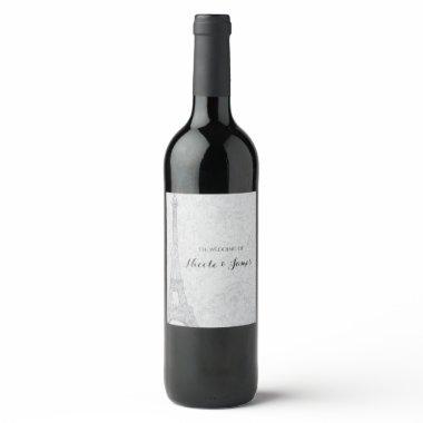 Paris Eiffel Tower Vintage Wedding Elegant Wine Wine Label